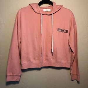Antisocial Soft Pink Cropped Hoodie Size M